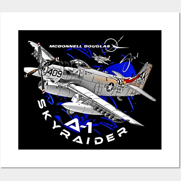 Douglas A-1 Skyraider Attack Aircraft Wall Art by aeroloversclothing